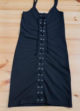 Сукня чорна рубчик zara trafaluc плаття чорне рубчик eur/usa s mex 263 фото
