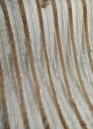Тюль свтло кольору, горизонтальні серебристі коричневі полоси3 фото