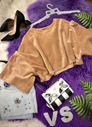 Новая укороченная бархатная кофта от missguided размер м оверсайз