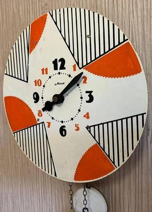 Годинник-ходики настінний механічний антикваріат маяк, годинник абстракція6 фото