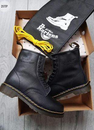 Dr. martens 1460 black, женские зимние кожаные чёрные ботинки/сапоги мартинс с мехом5 фото