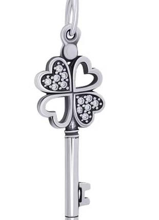 Подвеска серебряная с цирконием ключик кулон.
