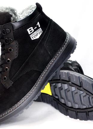 Размеры 40 и 41  ботинки - кроссовки brave (оригинал), зимние, кожаные, на натуральном меху, черные8 фото