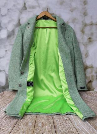 Фирменное пальто samange италия с яркой подкладкой прямого кроя over size,шерсть и шелк2 фото