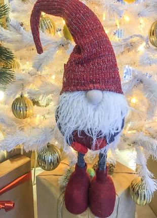 Рождественский эльф - санта , декор , ноги регулируются . красный2 фото