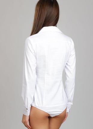 Белая рубашка-боди из стретч-котона3 фото