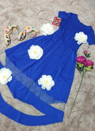 Сукня синє зі шлейфом1 фото