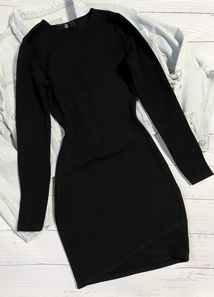 Мини платье по фигуре в утяжелике с рукавами