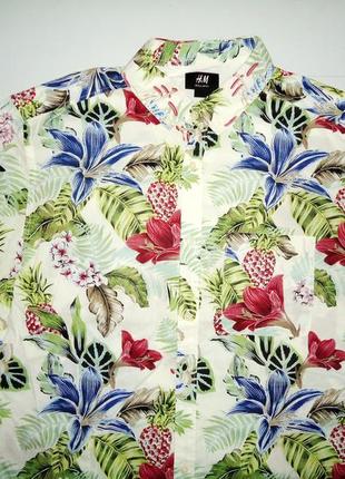 Рубашка  гавайская h&m regular fit cotton гавайка размер (m)2 фото