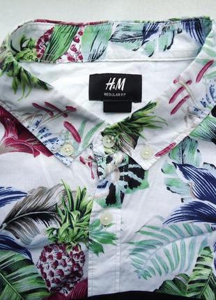 Рубашка  гавайская h&m regular fit cotton гавайка размер (m)3 фото