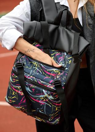 Жіночий рюкзак sambag rolltop zard з принтом "abstract"10 фото