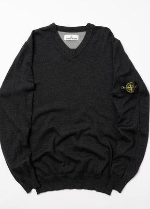 Stone island v neck jumper grey sweater (6715507c4) мужской свитер