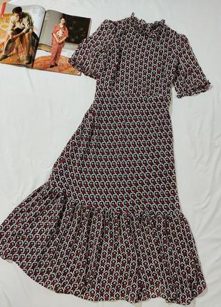 Шикарна сукня/плаття максі з воланом в принт від zara5 фото