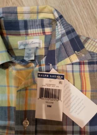 Ralph lauren, 100% котонова, фірмова сорочка для хлопчика 9 місяців.2 фото