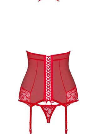 838-cor red corset obsessive красный корсет из кружева5 фото