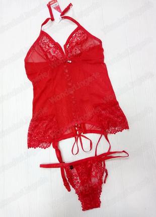 838-cor red corset obsessive красный корсет из кружева8 фото