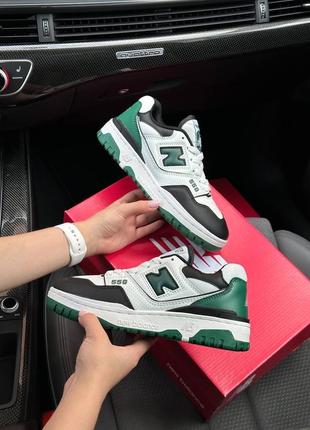 Женские кроссовки new balance 550 white black green