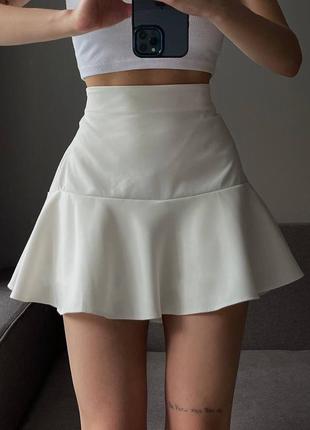 Короткая атласная юбка мини1 фото