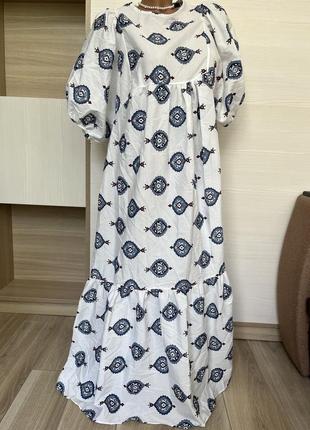 Платье натуральное роскошное  макси в пол хлопок s-l