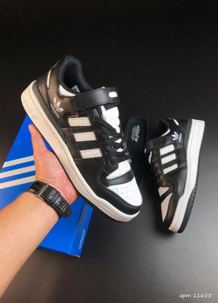 Кросівки чоловічі adidas forum black / мужские кожаные кроссовки адидас / спортивні кросівки адідас на ліпучку