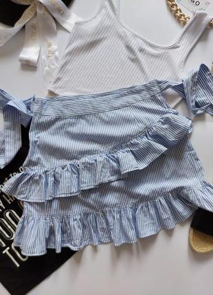 Очень крутая трендовая юбка мини в полоску с вышивкой рюшами в идеальном состоянии🖤zara🖤7 фото