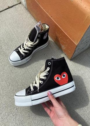 Кеди converse x comme des garcons play high top platform black