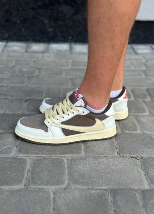 Кроссовки nike air jordan 1 low x travis scott'sail and ridgerock'/найк джордан