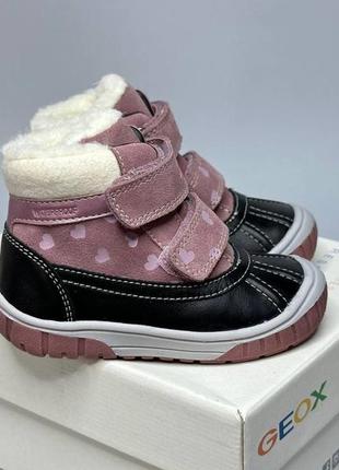 Дитячі зимові шкіряні чоботи geox omar 22,26 р ботінки дівчинці1 фото