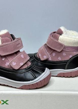 Дитячі зимові шкіряні чоботи geox omar 22,26 р ботінки дівчинці3 фото