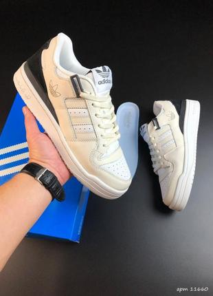 Шкіряні кросівки adidas forum low beige black / демісезонні чоловічі кросівки для бігу і активно відпочинку/ кросівки чоловічі для міста