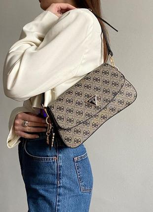 Сумка saddle bag with strap grey oblique jacquard