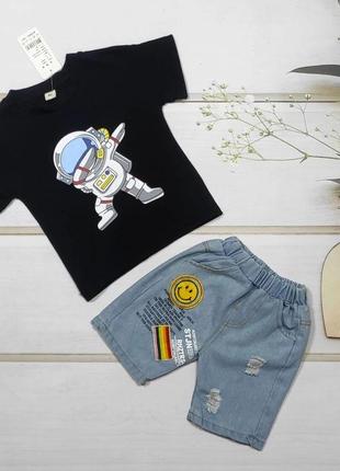 Летний костюм детский, костюм для парней джинсовые шорты и футболка2 фото