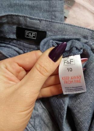 Фірмові f&amp;f легкі літні штани на 52%лені та 48% бавовна у світло-синьому, розмір м-л7 фото