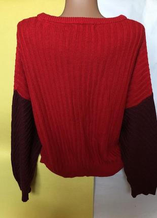 Стильный красный свитер с шерстью3 фото
