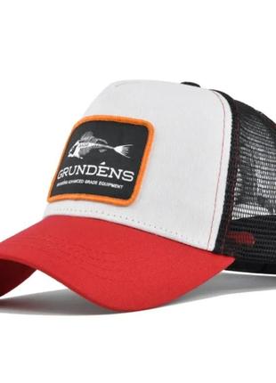 Кепка тракер grундens (рыба, скелет рыбы) с сеточкой красная, унисекс wuke one size