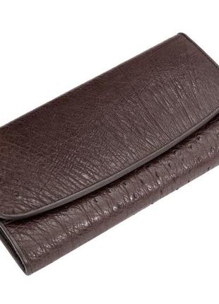 Гаманець зі шкіри страусаekzotic leather коричневий (ow03)