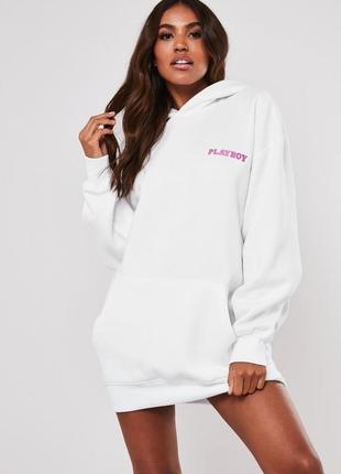 Брендовое платье худи missguided зимнее белое размер оверсайз2 фото