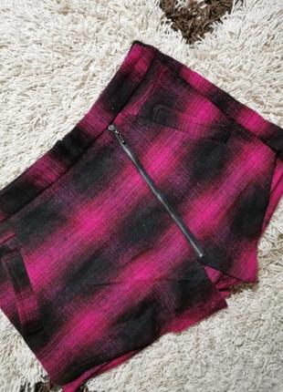 Шорти спідниця в клітку чорні з рожевим шерсть blonde blonde