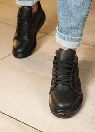Стильные черные мужские кеды/кроссовки на толстой подошве,осень, весну, демисезон - мужская обувь4 фото