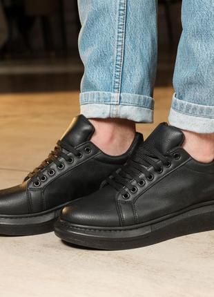 Стильные черные мужские кеды/кроссовки на толстой подошве,осень, весну, демисезон - мужская обувь