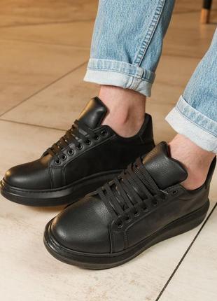 Стильные черные мужские кеды/кроссовки на толстой подошве,осень, весну, демисезон - мужская обувь7 фото