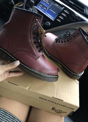 Dr. martens 1460 cherry winter, жіночі зимові шкіряні черевики мартинсы2 фото