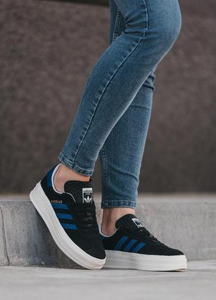 Кроссовки adidas gazelle bold black violet3 фото