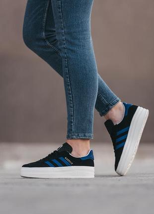 Кроссовки adidas gazelle bold black violet2 фото