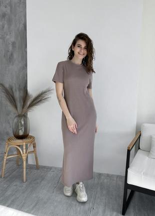 Трендовое платье женское платье  свободное платье с разрезом платье в рубчик платье футболка длинное платье бренд merlini модное платье10 фото