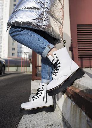 😍dr. martens jadon white winter😍зимові жіночі білі шкіряні черевики мартінс з хутром.