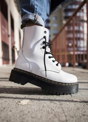 😍dr. martens jadon white winter😍зимові жіночі білі шкіряні черевики мартінс з хутром.2 фото