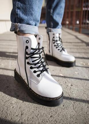 😍dr. martens jadon white winter😍зимові жіночі білі шкіряні черевики мартінс з хутром.4 фото