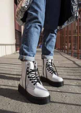 😍dr. martens jadon white winter😍зимові жіночі білі шкіряні черевики мартінс з хутром.6 фото