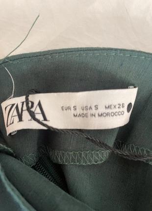 Мини платье платье zara draped linen blend bottle green dress2 фото